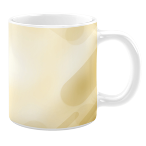 White 11oz ceramic mug featuring a minimalist design with soft beige and cream gradient patterns, creating a smooth and understated look.