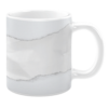 White 11oz ceramic mug featuring a sleek modern marble design with subtle gray and white textures, creating a minimalist and elegant aesthetic.