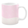 White 11oz ceramic mug featuring a light pink and cream gradient background adorned with scattered star patterns, creating a whimsical and dreamy design.