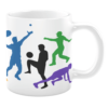 This mug showcases a dynamic design of multicolored silhouettes engaging in various sports activities, making it an energetic choice for athletes and sports enthusiasts.