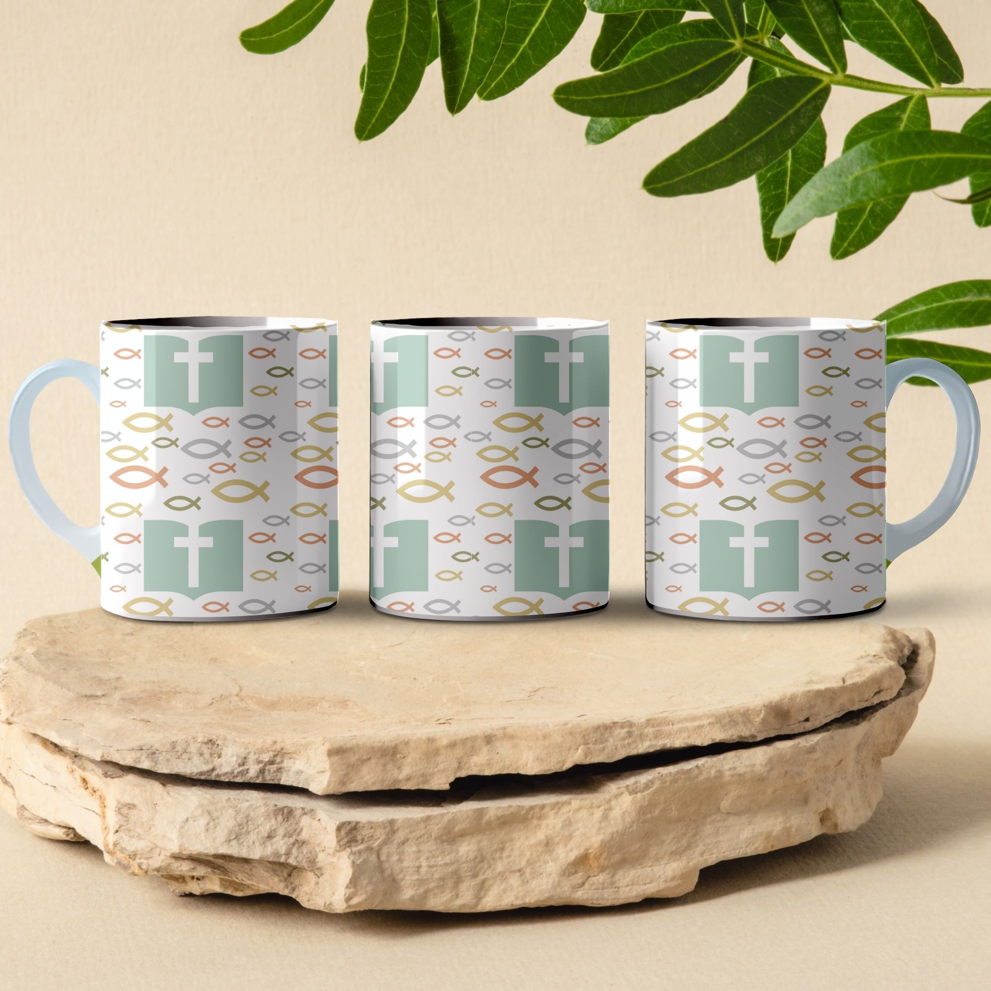 jesus fish pattern coffee mug design