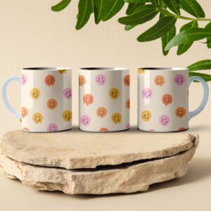 smiley face pattern mug