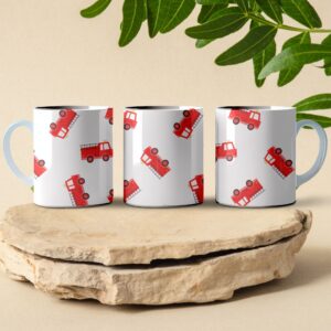 fire truck pattern coffee mug design