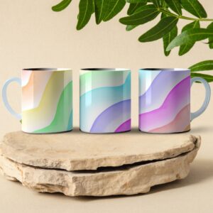 rainbow color wave coffee mug design full wrap