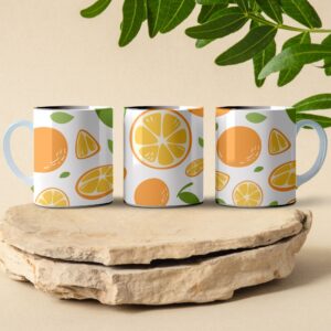 orange slice pattern coffee mug design