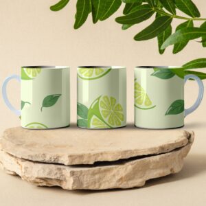sage green lime pattern coffee mug design