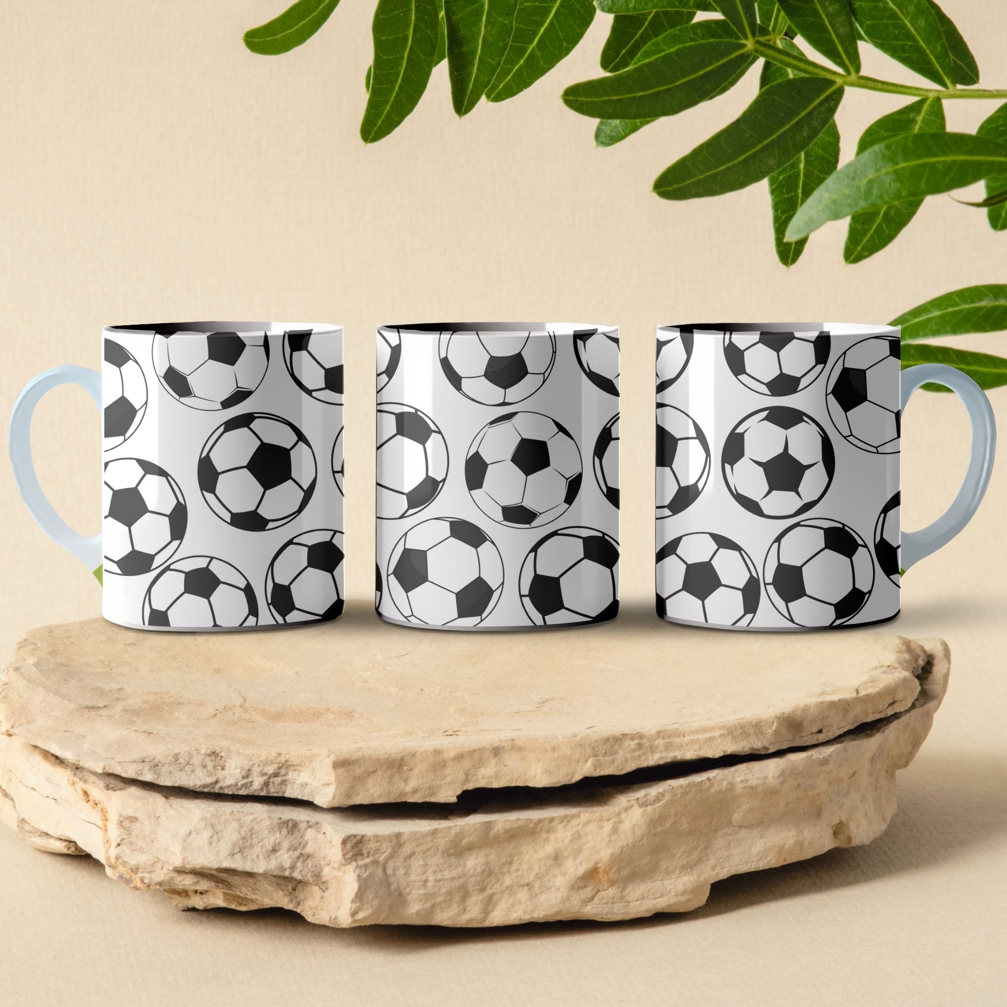 soccer balls coffee mug design