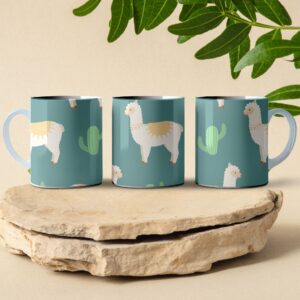 llama pattern coffee mug design