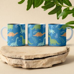 long neck dino pattern coffee mug design