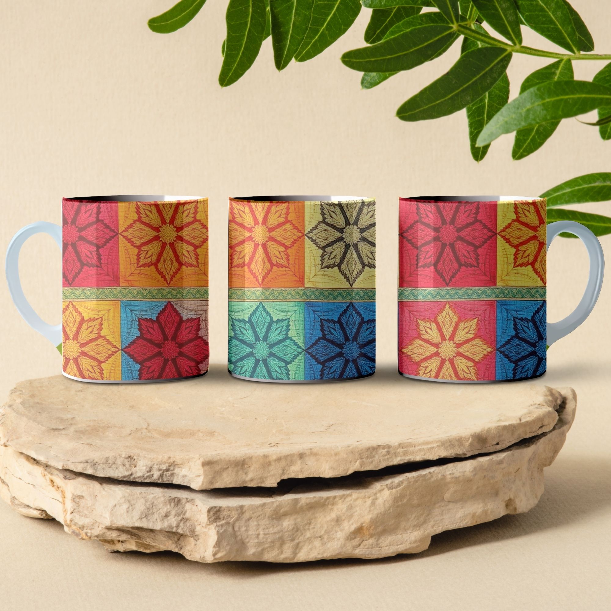 patchwork coffee mug design