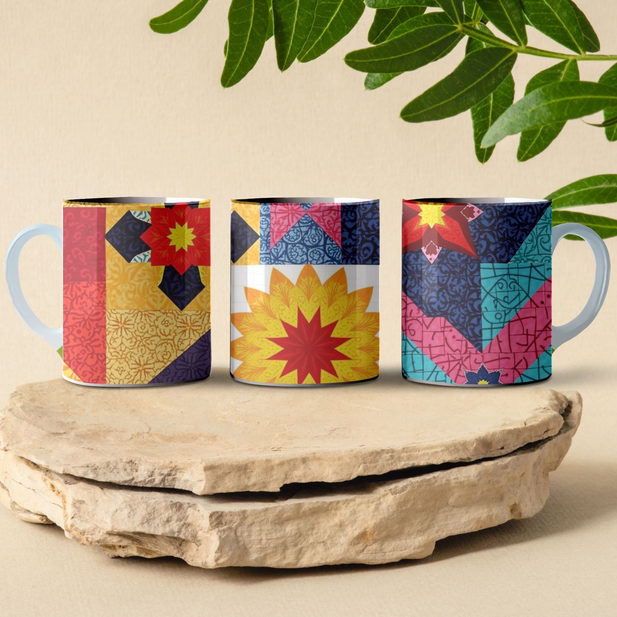 quilt patchwork coffee mug design