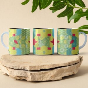 summer themed patchwork coffee mug design