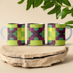 abstract colorful patchwork coffee mug design