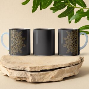 black gold flower pattern coffee mug design
