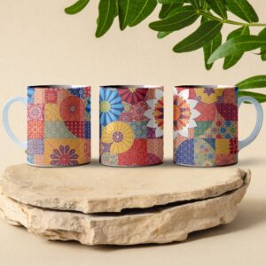 patchwork quilt pattern coffee mug design