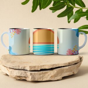 beach scene coffee mug design