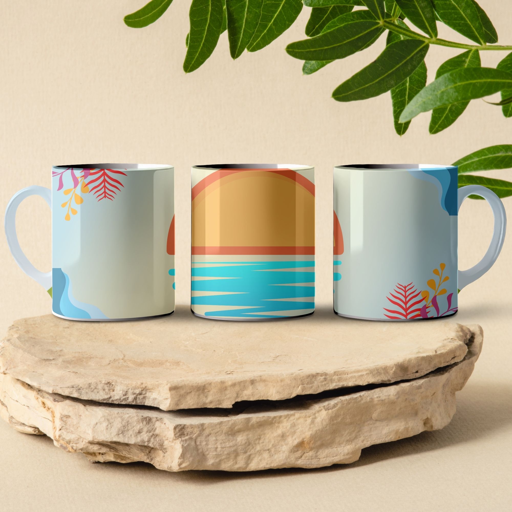 beach scene coffee mug design