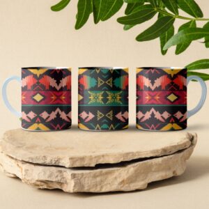 abstract patchwork coffee mug design