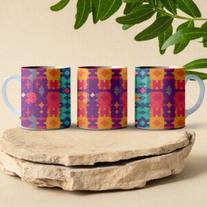 blue and purple pattern mug