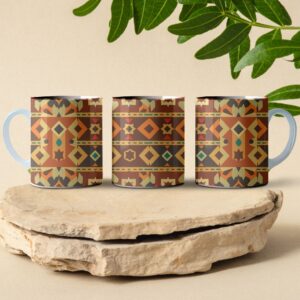 geometric pattern desert themed coffee mug design