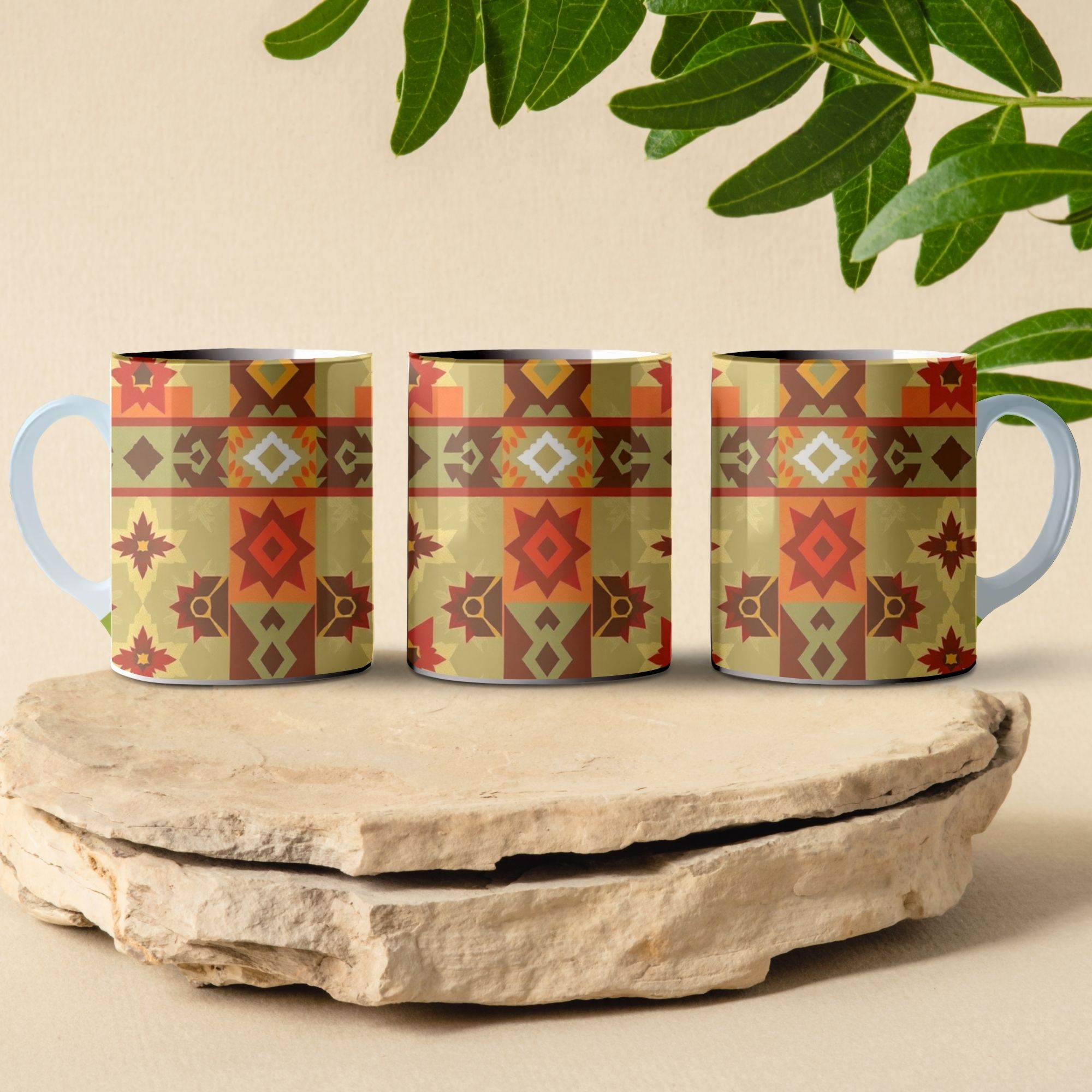 sandy patchwork pattern coffee mug design