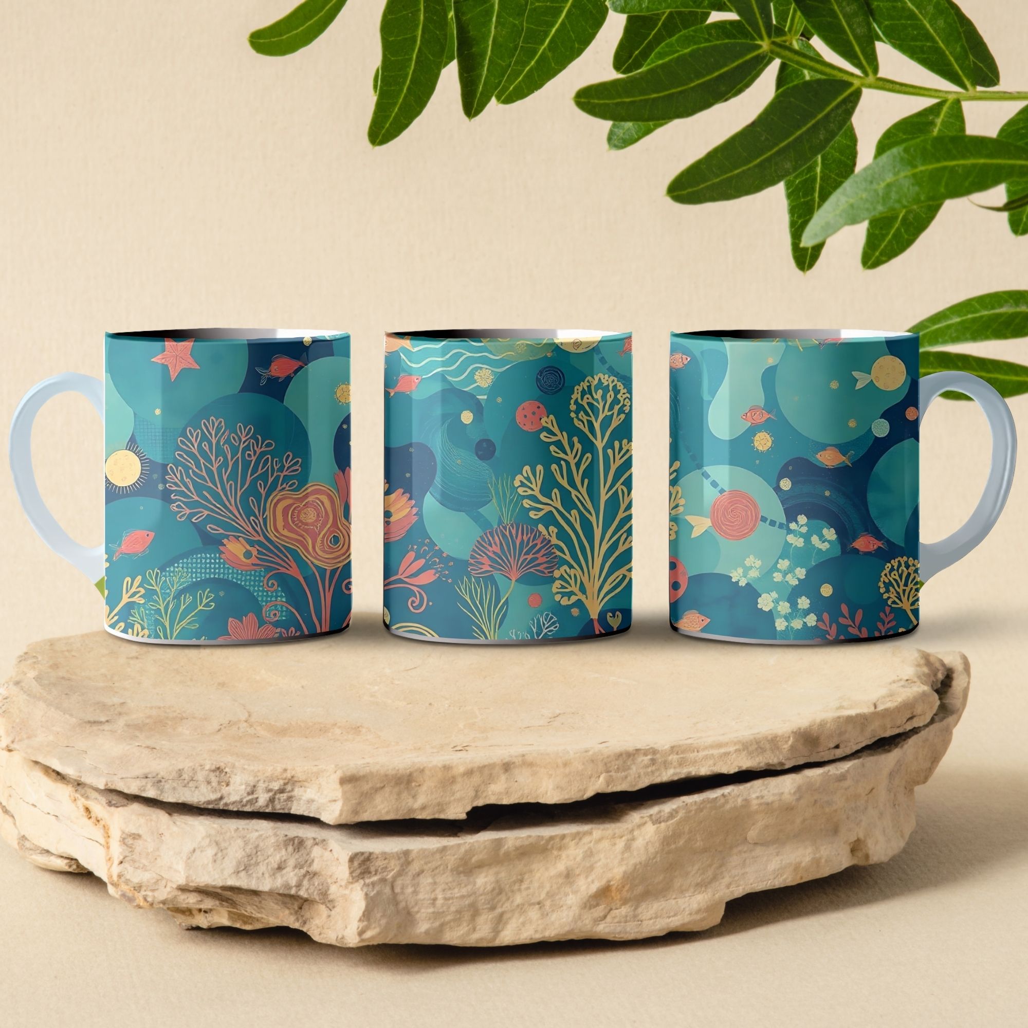 ocean floor wild life coffee mug design