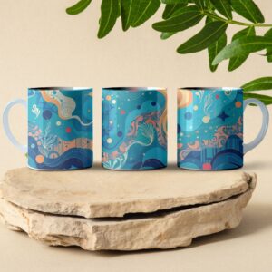 abstract ocean floor wild life coffee mug design full wrap