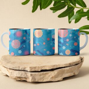 abstract ocean themed coffee mug design