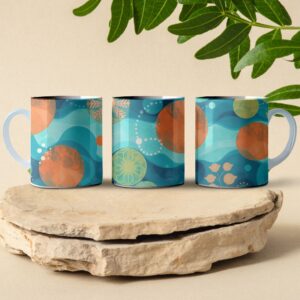 abstract art ocean floor depiction coffee mug design