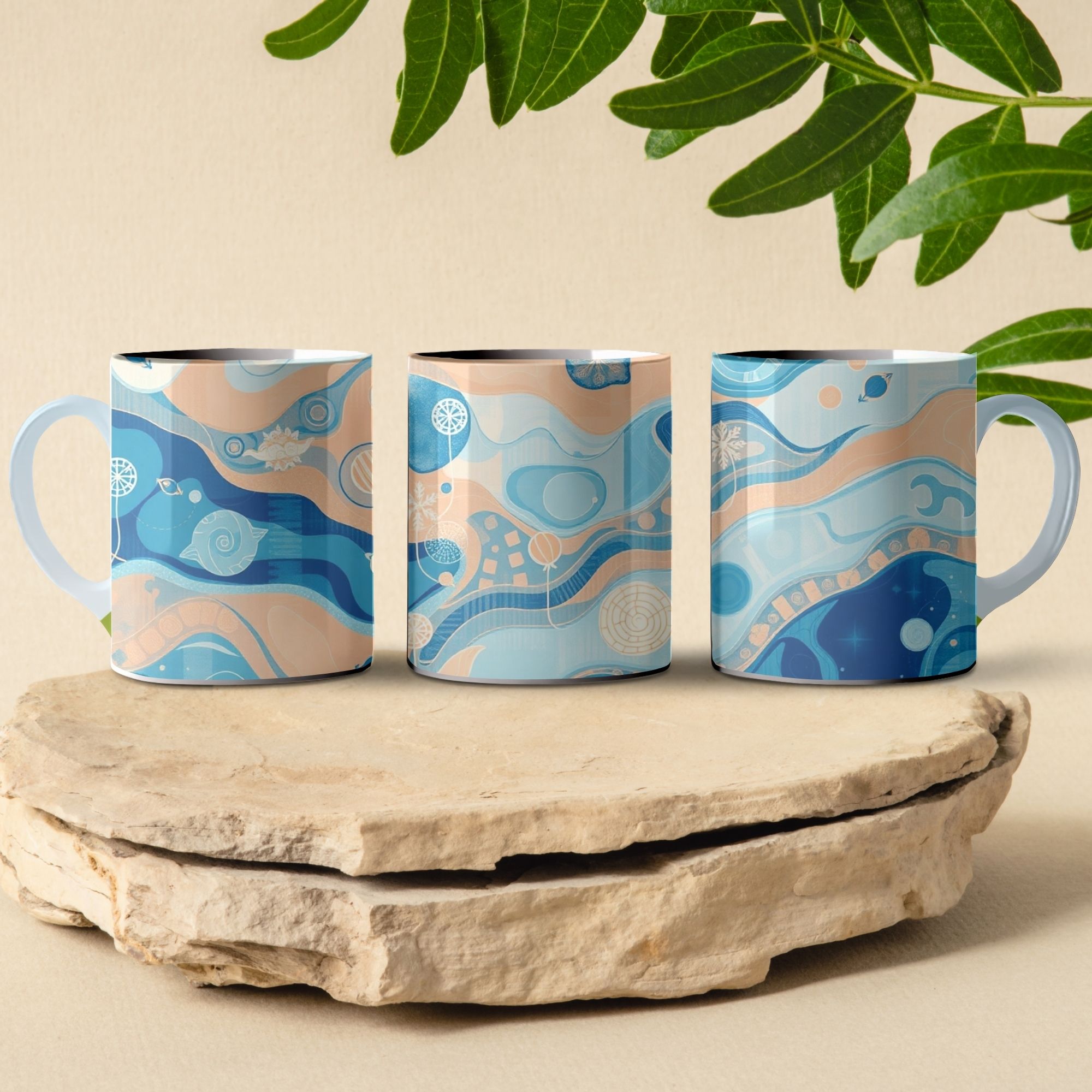 aquatic pattern coffee mug design