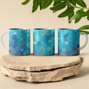 ocean wildlife artistic style coffee mug design