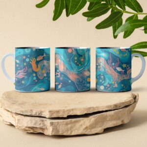 underwater life full wrap abstract coffee mug design