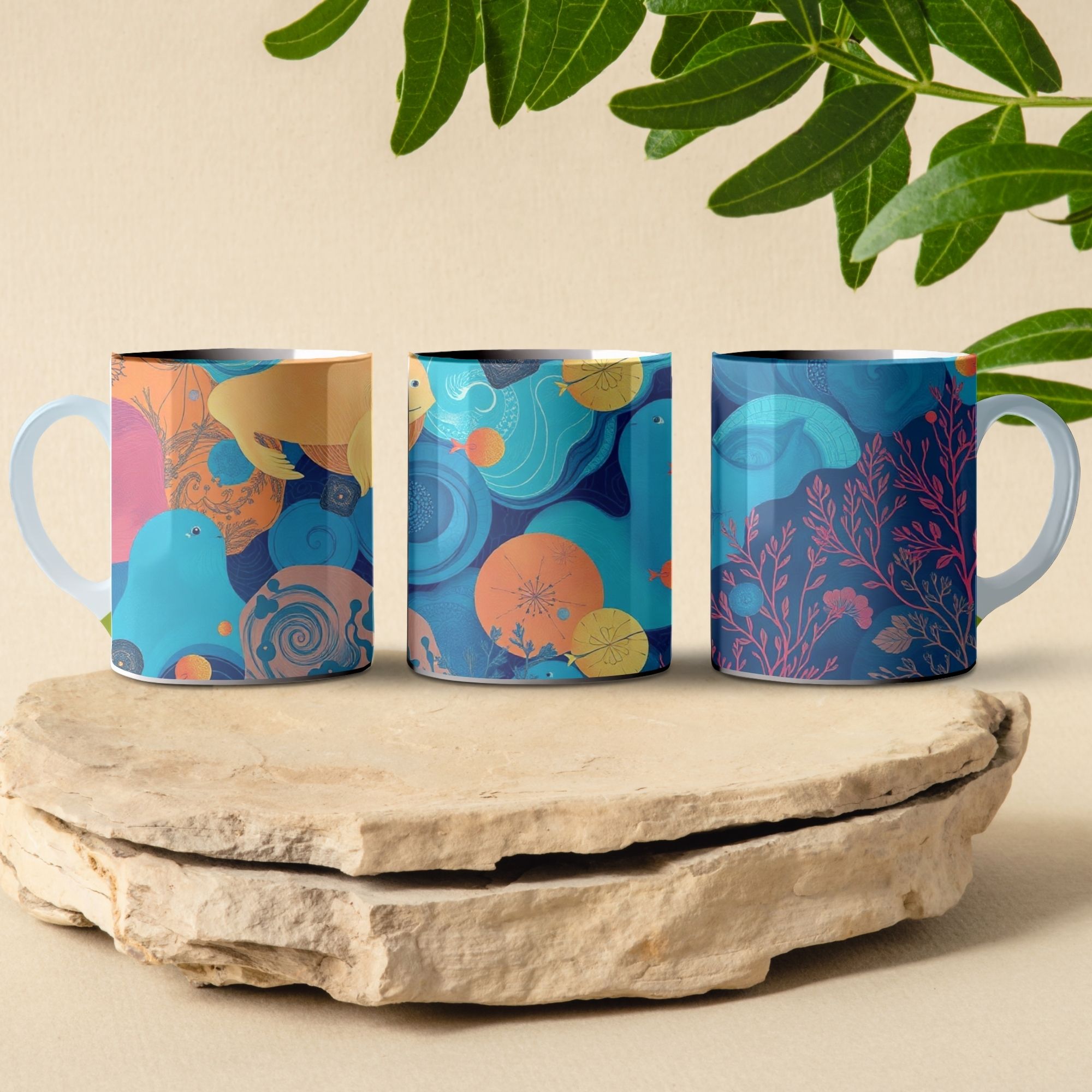 abstract nature impressionist coffee mug design