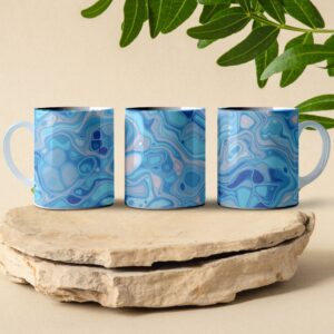 blue water pattern full wrap coffee mug design