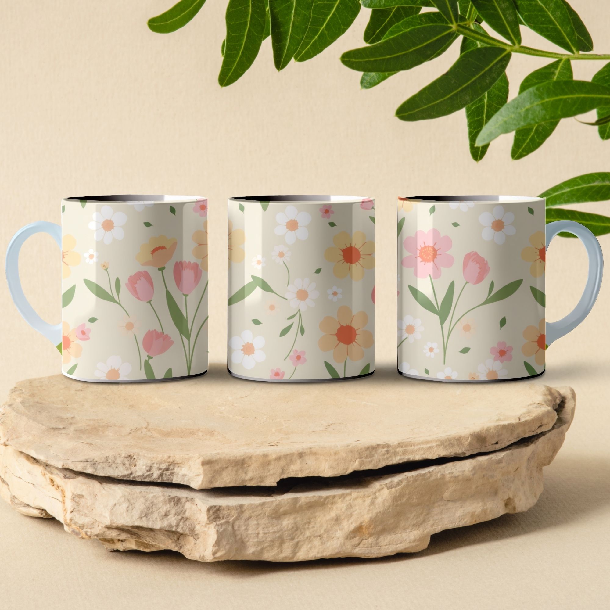 floral pattern coffee mug design