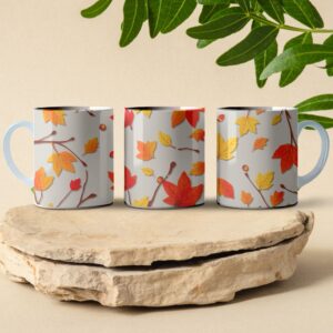 fall leaves pattern coffee mug design