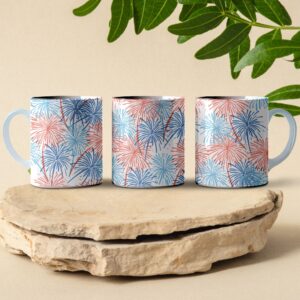patriotic 4th of july fire work pattern full wrap coffee mug design