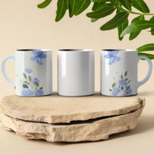 blue lilly flower coffee mug design